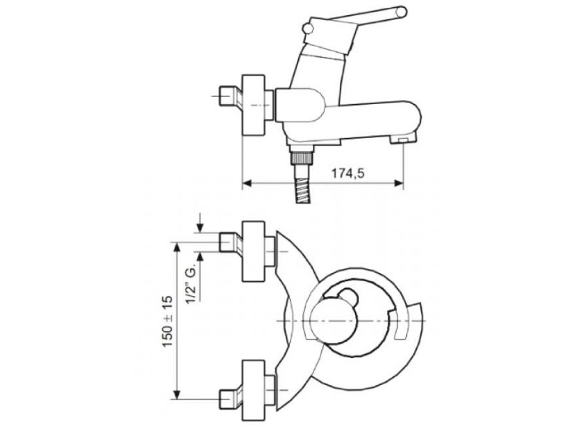 Купить Смеситель для ванны и душа Emmevi Twist 6601SC, матовый хром/хром