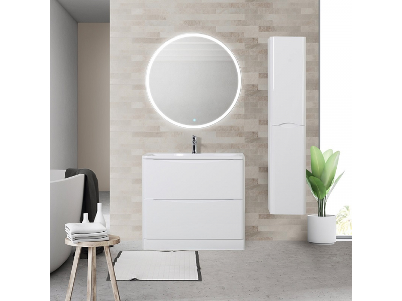 Купить Шкаф-пенал BelBagno Acqua-1600, 32 см, Bianco Lucido, белый глянцевый, ACQUA-1600-2A-SC-BL-P