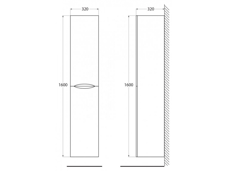 Купить Шкаф-пенал BelBagno Acqua-1600, 32 см, Bianco Lucido, белый глянцевый, ACQUA-1600-2A-SC-BL-P