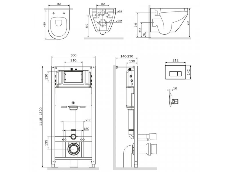 Купить Инсталляция Am.Pm Spirit V2.0, IS48001.701700 с безободковым унитазом Spirit V2.0 FlashClean, клавиша Pro M белая, крышка микролифт