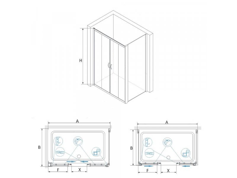 Купить Душевой уголок RGW PA-41, 01084173-11, 70 х 130 x 195 см, дверь раздвижная, стекло прозрачное, хром