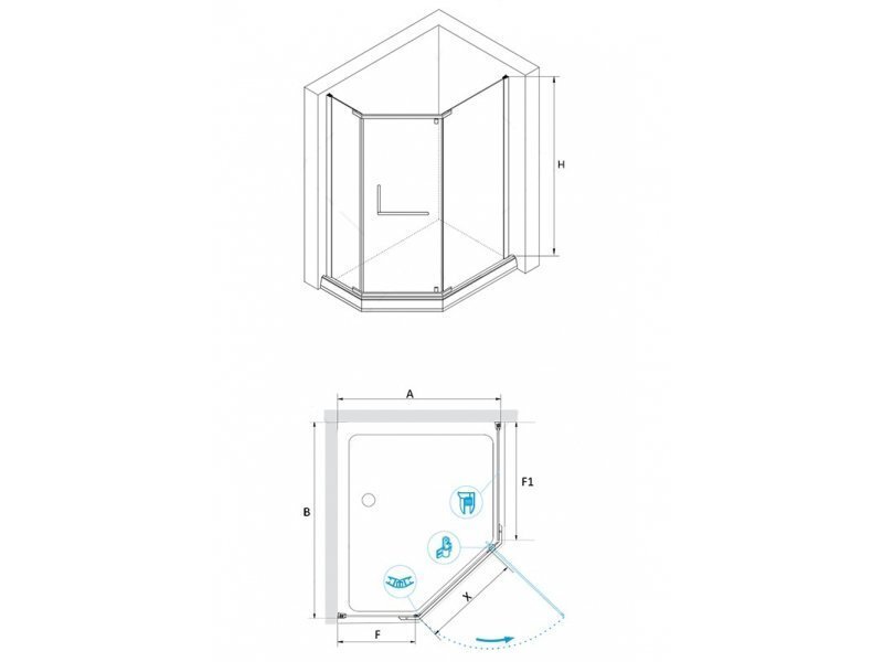 Купить Душевой уголок RGW PA-91, 01089180-11, 80 х 100 x 195 см трапеция, дверь распашная, стекло прозрачное, хром