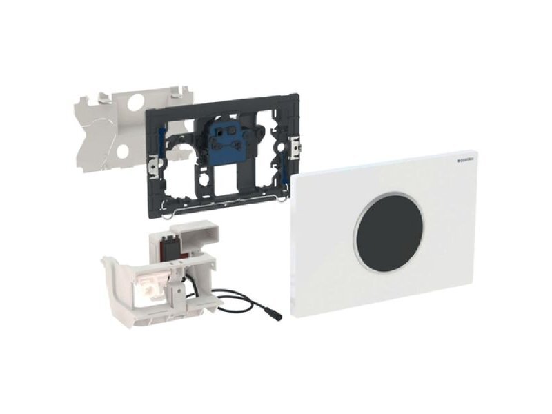 Купить Привод бесконтактного смыва Geberit Sigma Type 10 115.907.KJ.1 для унитаза, 230В, двойной смыв, пластик, белый / глянцевый хром / белый