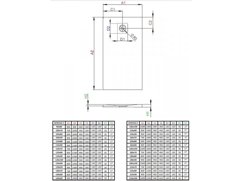 Купить Поддон для душа Radaway Kyntos F, 210 x 70 см, прямоугольный, HKF21070-04