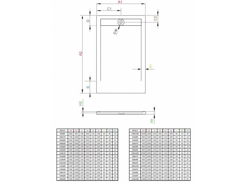 Купить Поддон для душа Radaway Teos F, 160 x 90 см, прямоугольный, HTF16090-04