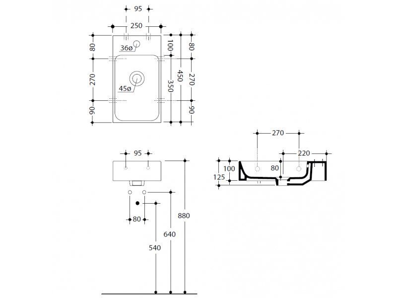 Купить Раковина Kerasan Cento 3537, 45*25 см 3537bi*1