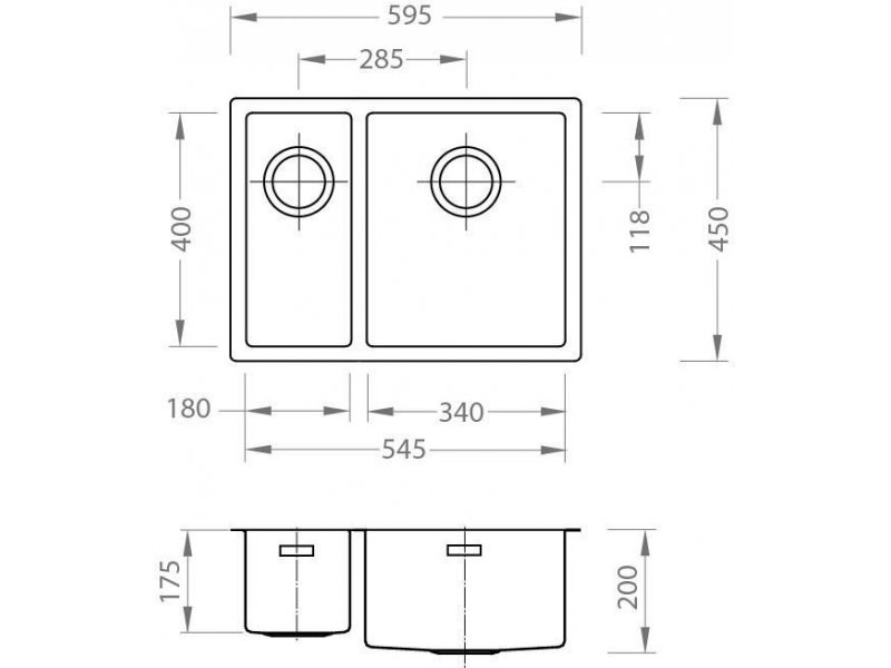 Купить Мойка кухонная Alveus QUADRIX 120 SAT-90 595 x 450, левая/правая (1091310/1091341)