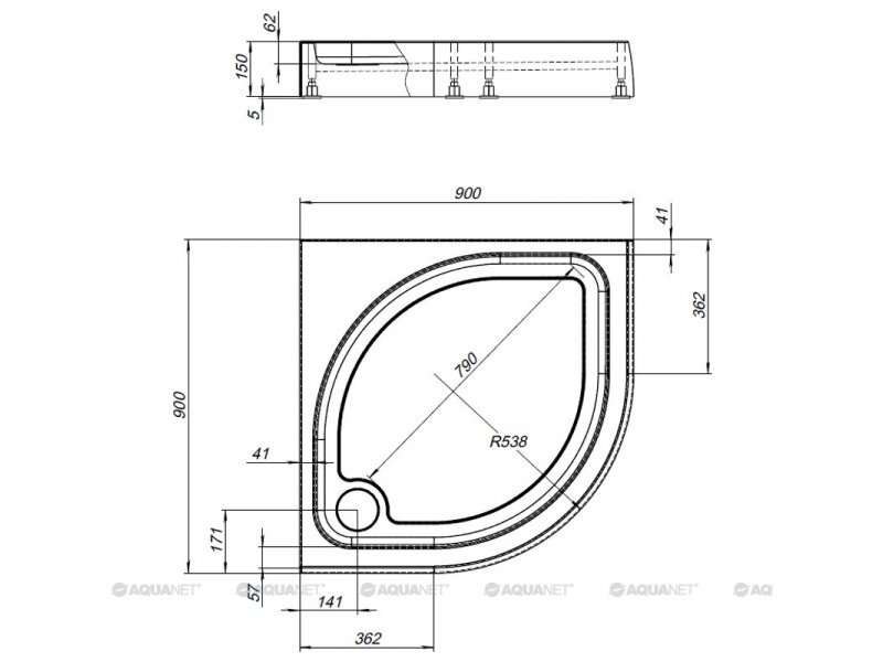 Купить Душевой поддон Aquanet HX515 90 x 90 см (180696)