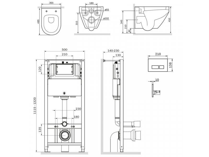 Купить Инсталляция Am.Pm Spirit V2.0, IS47001.701700 с безободковым унитазом Spirit V2.0 FlashClean, клавиша Pro S белая, крышка микролифт