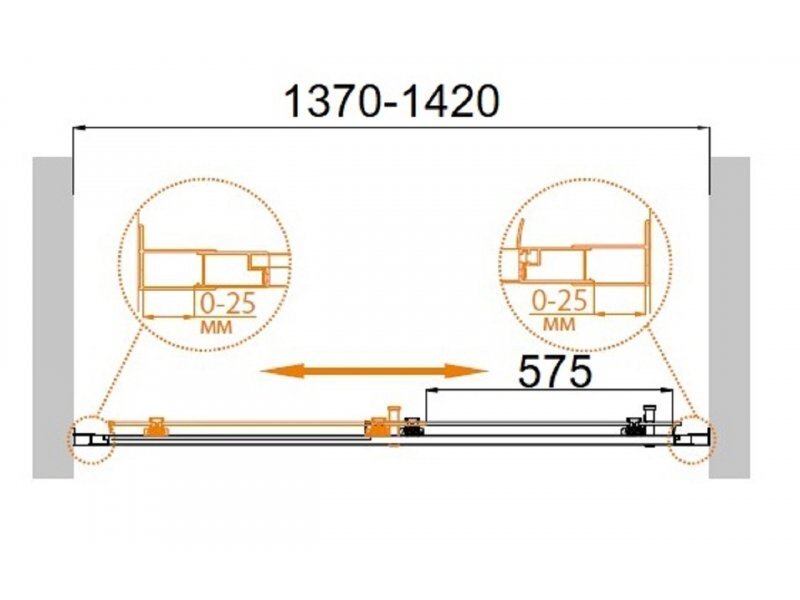 Купить Душевая дверь в нишу Cezares Molveno MOLVENO-BF-1-140-C/P-Cr-IV, 140 х 190 см, стекло прозрачное/матовое, цвет профиля хром