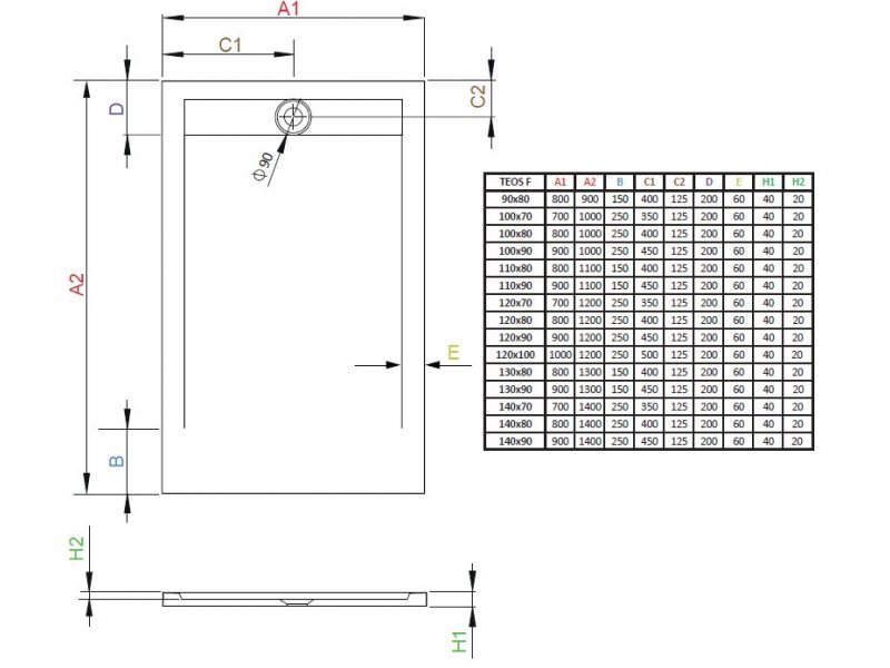 Купить Поддон для душа Radaway Teos F, 140 x 80 см, прямоугольный, HTF14080-04