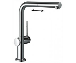 Кухонный смеситель Hansgrohe Talis M54 72809000, с вытяжным изливом, в комплекте с коробом sBox для шланга, хром