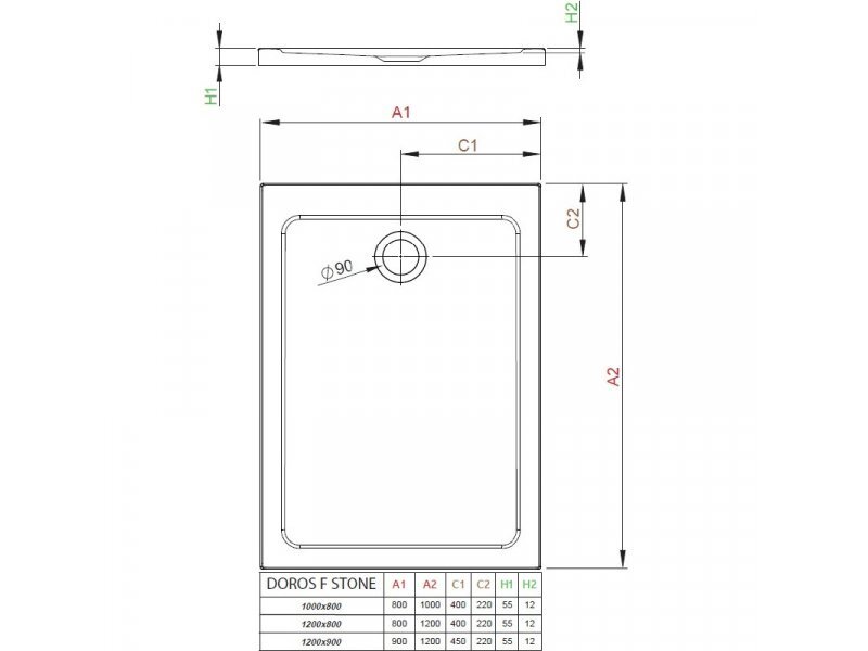 Купить Поддон для душа Radaway Doros F, 80 x 100 см, прямоугольный, SDRF1080-01-64S