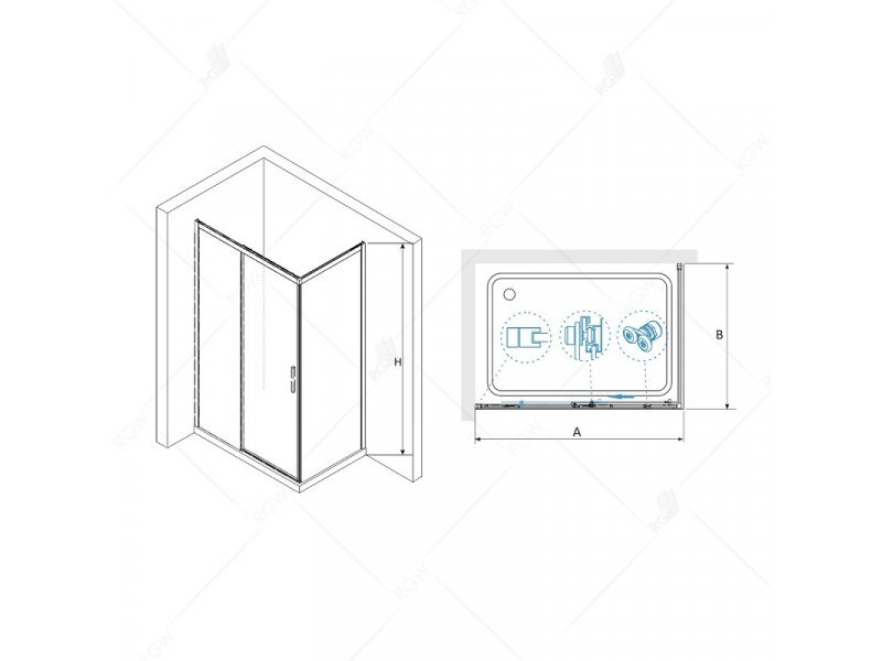Купить Душевой уголок RGW LE-41, 34124183-11, 130 х 80 x 195 см, стекло прозрачное, профиль хром