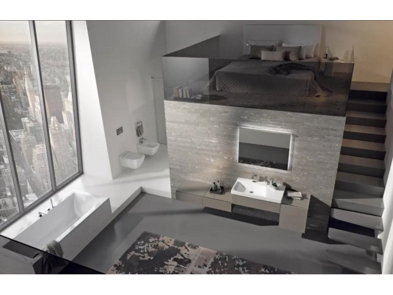 Купить Тумба под раковину Geberit Xeno2 500.513.00.1/500.514.00.1, 90 см, с подсветкой, цвет серый матовый