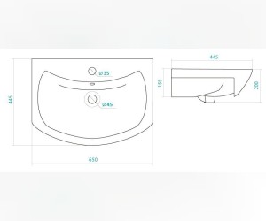 Раковина Santek Балтика 65, WH207775, 65*44.5 см, белая