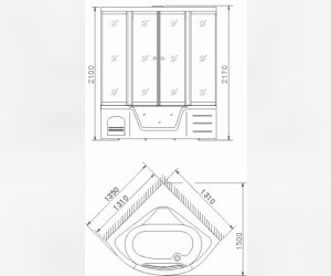 Душевая кабина Appollo A-0819, гидросауна, 135 x 135 см