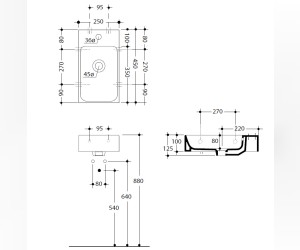 Раковина Kerasan Cento 3537, 45*25 см 3537bi*1