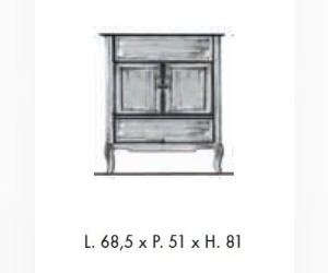 Тумба напольная Labor Legno VICTORIA HPL 70 PAT, под раковину и столешницу, бежевый с патиной/бронза 68,5*51*81 см