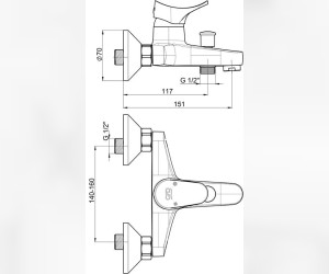 Смеситель GPD Florus MBB170, для ванны и душа, хром
