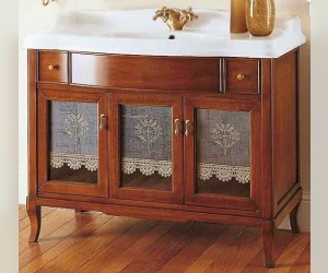 Тумба напольная Labor Legno VICTORIA HPL 105V, под раковину и столешницу с стеклянными вставками, орех/бронза 97,5*52*81 см