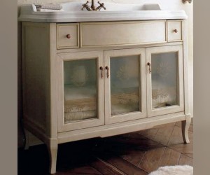 Тумба напольная Labor Legno VICTORIA HPL 105V, под раковину и столешницу с стеклянными вставками, орех/бронза 97,5*52*81 см