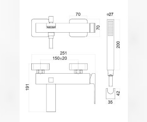 Смеситель Fiore Kube для ванны, хром, 100CR8552