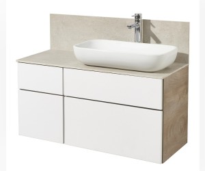 Тумба под раковину Акватон Мишель 100 см, дуб эндгрейн, белый, 1A244101MIX40