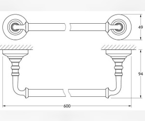 Полотенцедержатель 3SC Stilmar STI 013 60 см, перекладина, хром