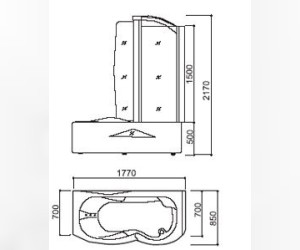 Ванна гидромассажная акриловая Appollo A-0822 177*85*217 см (0833)