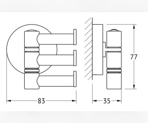 Крючок поворотный 3-й Ellux Elegance, ELE 003, хром