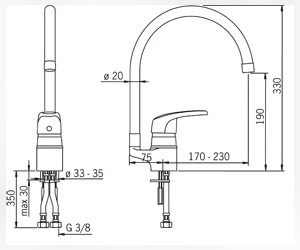 Смеситель Oras Safira 1038F для кухни