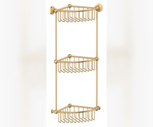 Полочка-решетка 3SC Stilmar STI 309 угловая 3-х ярусная 23 см, матовое золото