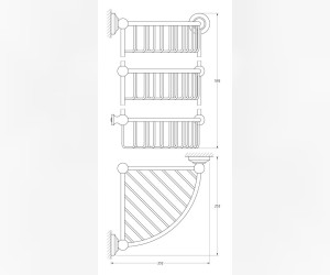 Полочка-решетка 3SC Stilmar STI 309 угловая 3-х ярусная 23 см, матовое золото
