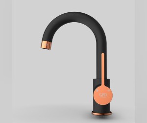 Смеситель GPD Gildo MTL165-S-R, для раковины, без донного клапана, черный/розовое золото