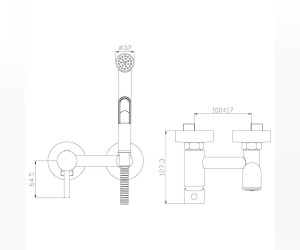 Гигиенический душ Rossinka, со смесителем, хром, X25-52