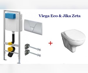 Комплект 3 в 1: Инсталляция Viega 673192 + подвесной унитаз Jika Zeta 2039.6.000.000.1 + сиденье 9327.2.000.063.1, метал. крепл.