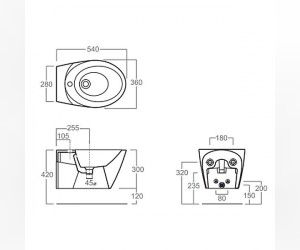 Биде Simas Bohemien BO 19 nero, подвесное