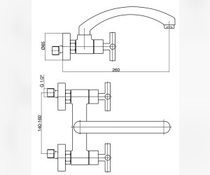 Смеситель GPD Nino ADE05, для кухонной мойки, хром