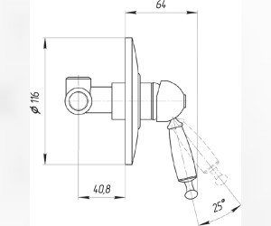 Смеситель для душа Bugnatese Oxford 6330CR с внутренней частью, хром