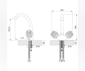 Смеситель Rossinka N02-62 для раковины