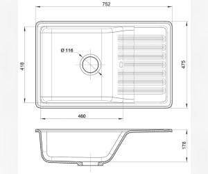 Кухонная мойка GranFest Quarz Z 72, 75.2 x 47.5 см, терракот