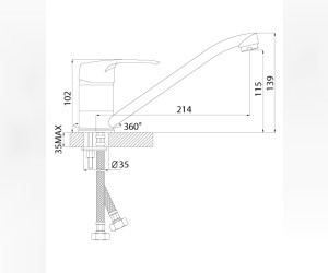 Смеситель Rossinka F40-21 для кухни