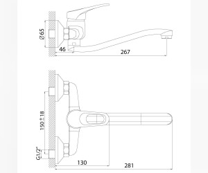 Смеситель Rossinka B35-24 для кухонной мойки