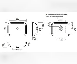 Раковина Hatria Happy Hour Y0QQ01, 55*40,5 см для установки на столешницу