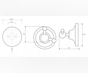 Крючок двойной Bemeta Retro 144206038 6.5 x 6.5 x 6.5 см, хром/золото