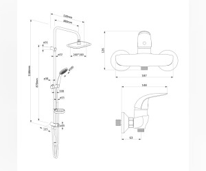 Душевая система Damixa Palace bit, хром, 408312410
