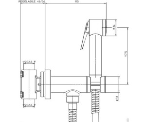Гигиенический душ Bossini Paloma Flat, со смесителем, черный матовый, E37015B.073