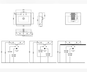 Раковина Hatria Bahia 60 x 46.5 см, BH0600465011TS0, подвесная, белый