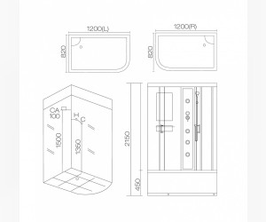 Душевая кабина Aqua Joy AJ-2422 L/R, 120 x 82 см